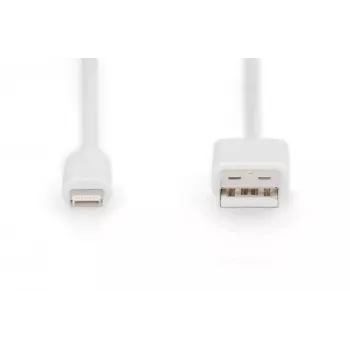 DIGITUS - Lightning kábel - Lightning (M) na USB (M) - 1,0 m - dvojitá izolácia - biely - zalievaný - pre Apple iPad/iPhone/iPod (Lightning) (DB-600106-010-W)