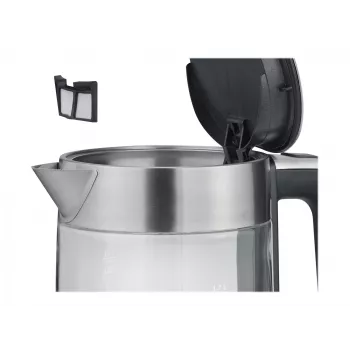 Rýchlovarná kanvica Severin 1,7 l 2200 W čierna nerez transparentná