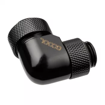 Alphacool Eiszapfen 13mm HardTube skrutkovacia spojka 90° otočná G1/4 - uhlová kompresná spojka pre kvapalinové chladenie - hlboko čierna
