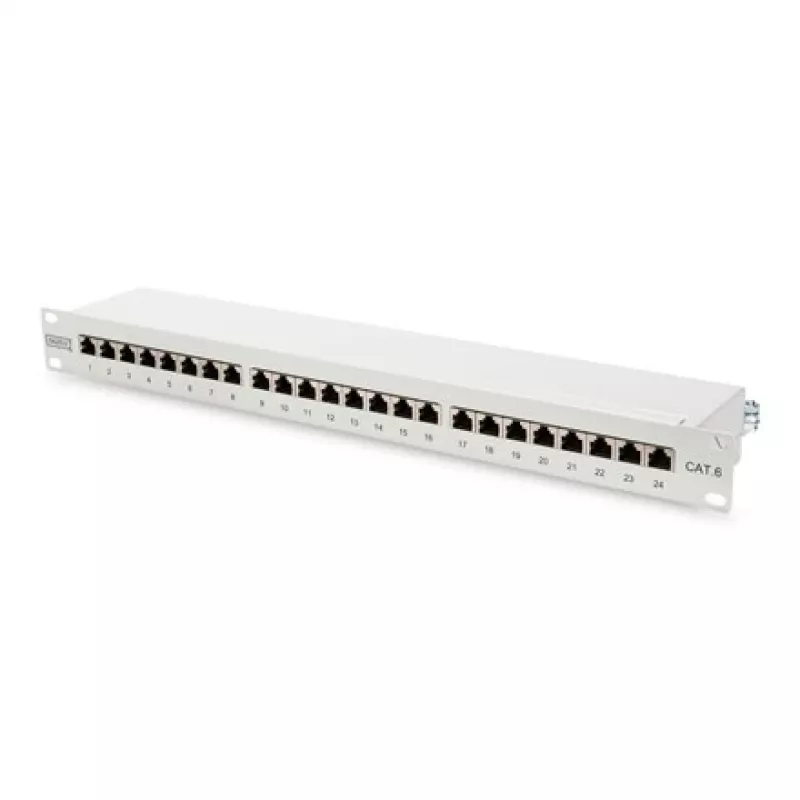 DIGITUS DN-91624S 24-portový tienený patch panel Cat6, 1U 19 palcov, sivý