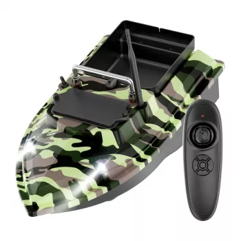 Návnadová loď Flytec V050 s 12000mAh batériou, camo zelená — diaľkovo ovládaná kŕmiaca loď