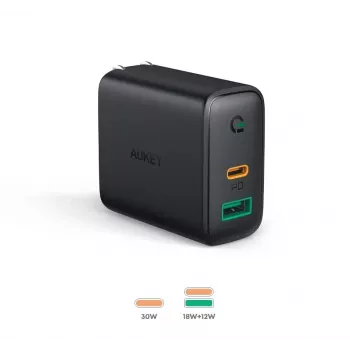 Nástenná nabíjačka 2xUSB Power Delivery (1xUSB A+1xUSB C) 5.4A 30W Dynamic Detect PA-D1
