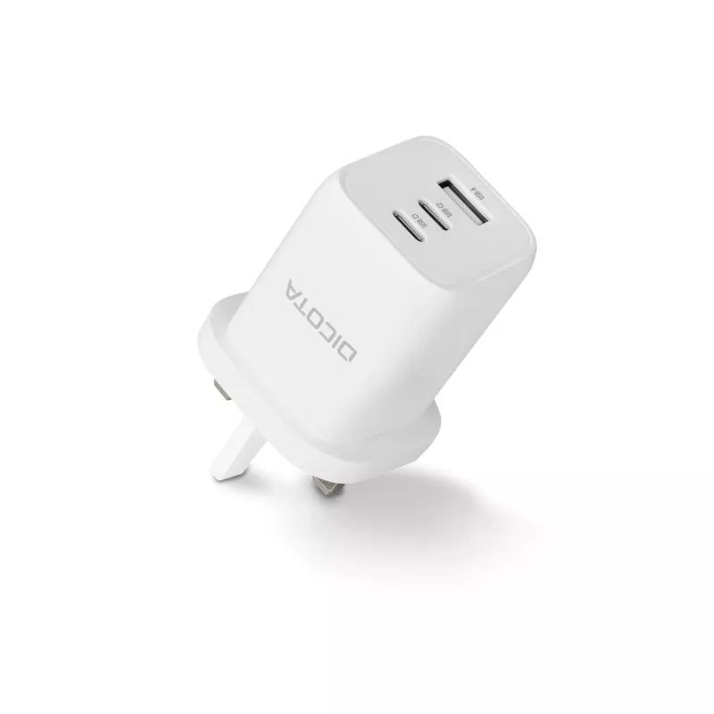 Dicota napájací zdroj - kompaktný, GaN - 65 Watt - 5 A - PD 3.0 - 3 výstupné konektory (2 x USB-C, USB)