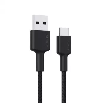 Kábel USB-A na USB-C AUKEY CB-CD30 0,9 m – čierny, pletený, USB PD 3.0, 0,48 Gbit/s