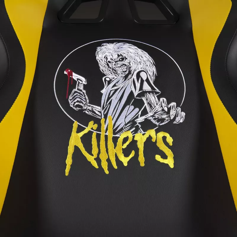 Subsonic SA5609-IM1 Pro Iron Maiden Killers herné kreslo, 3D podrúčky, syntetická koža, sklon 90°-135°, 120 kg, čierne so žltou výšivkou