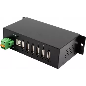 EXSYS EX-1596HMVS 6-portový USB 2.0 kovový HUB s 15KV ESD ochranou proti prepätiu (DIN lišta)
