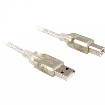 Delock 82057 kábel USB 2.0 Type-A samec – Type-B samec, 0,5 m, priehľadný