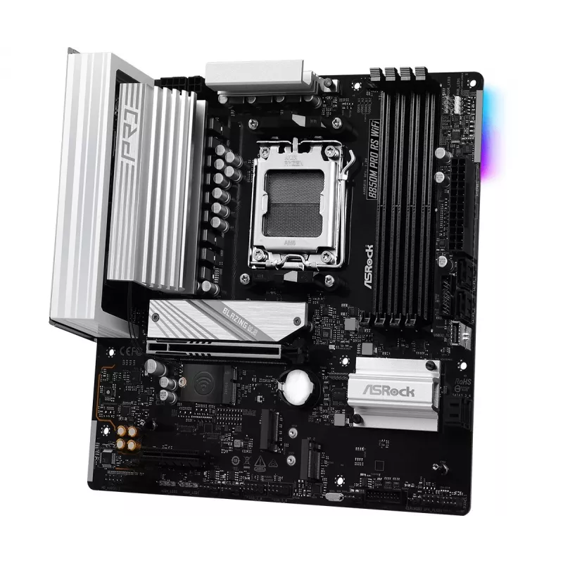 ASRock B850M Pro RS WiFi základná doska — AMD B850, socket AM5, microATX, DDR5, 4 DIMM, 256GB, Wi-Fi 6E, 2.5Gb LAN, 3x M.2