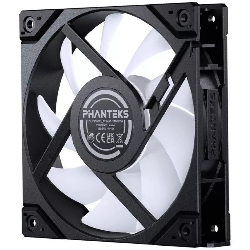 Phanteks M25 Gen2 PH-F120M25R_G2_DBK01 120 mm PWM D-RGB ventilátor do skrinky, Reverse Airflow, čierny