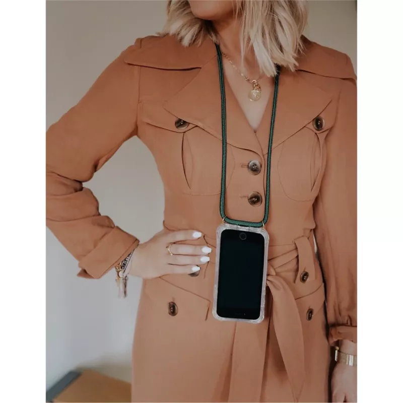 Obal na telefón na krk Lookabe pre iPhone X / Xs — zlatý so zeleným pásikom