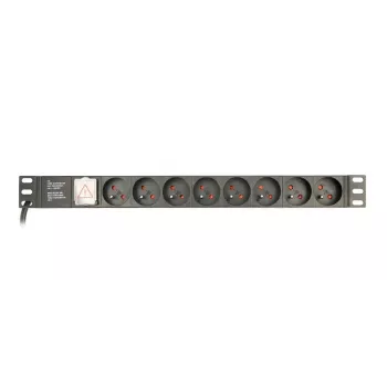 Jednotka rozvodu napájania Gembird EG-PDU-014-FC14, 8 AC zásuviek, C14 vstup, 3 m kábel, 1U hliníková skriňa, 10 A, 3680 W