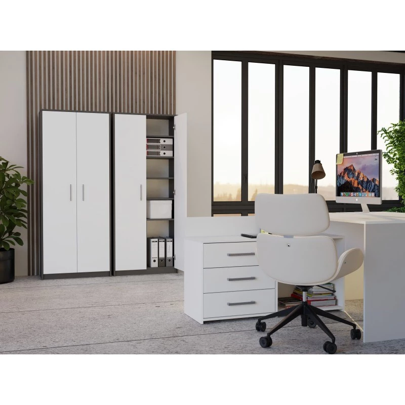 OLIV 2D CLOSED SHELVING UNIT, antracit/biela sada