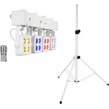 Pódium LED svetelná sada EUROLITE KLS-180 biela s BS-2 reproduktorovými stojanmi, biela