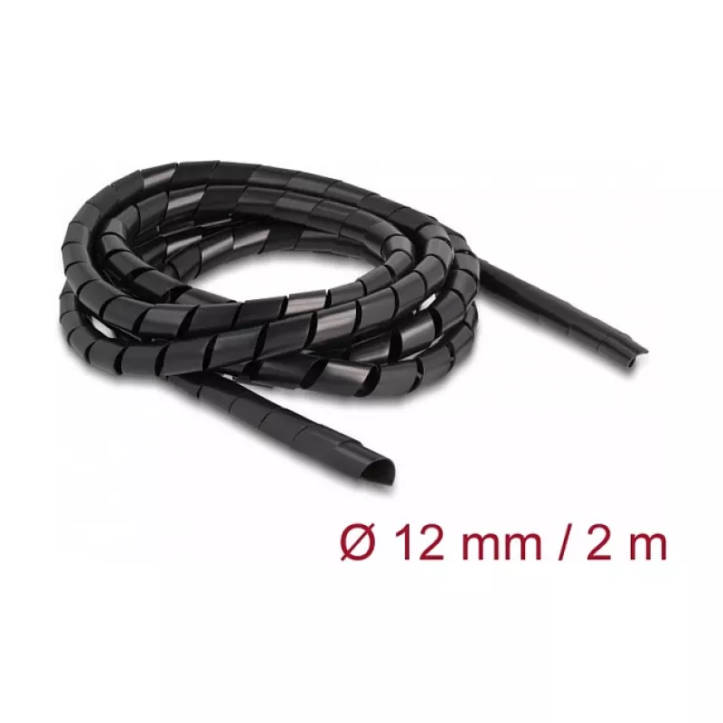 DeLOCK špirálová hadica flexibilná 2 m x 12 mm čierna polyetylén