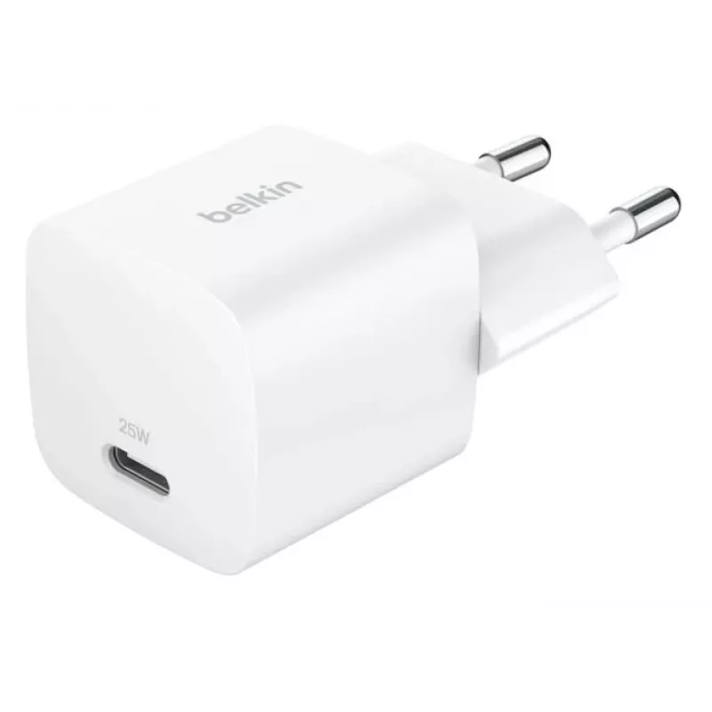 Nabíjačka Belkin BoostCharge 25W USB-C PD (interiér AC) biela — pre prenosné herné konzoly, smartfóny, tablety