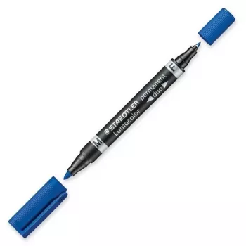 Permanentný marker Staedtler Lumocolor Duo jemný/guľatý hrot modrý