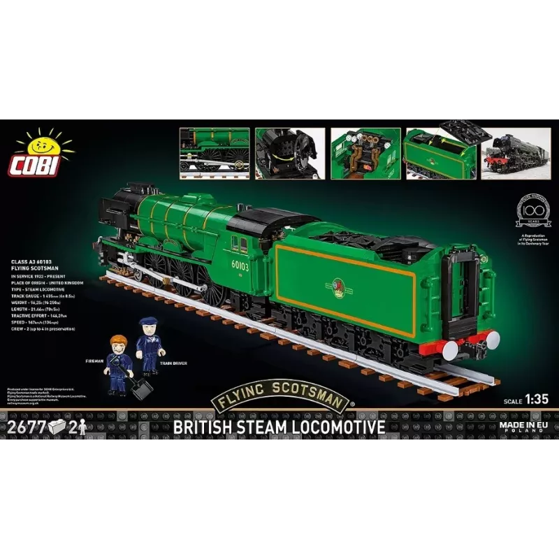 Cobi Flying Scotsman britská parná lokomotíva, stavebnica, 1:35, 2677 dielikov