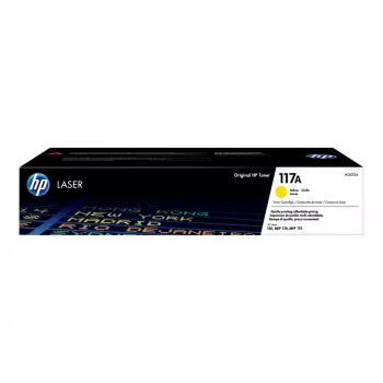 HP 117A žltá originálna laserová tonerová kazeta. Žltý toner: výťažnosť 700 strán, farba tlače: žltá, množstvo v balení: 1 ks