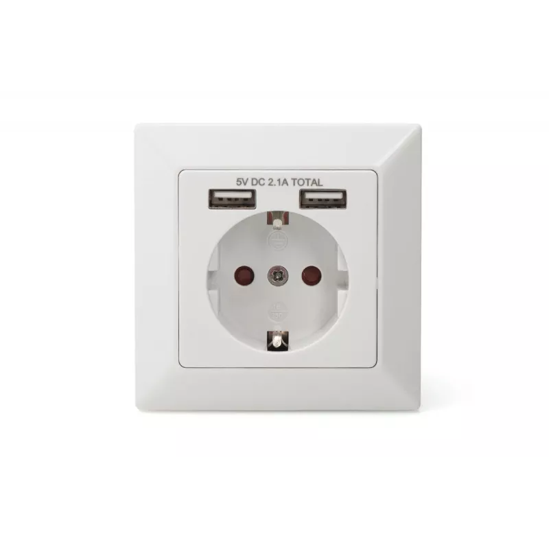Bezpečnostná zásuvka na zapustenú montáž Digitus DA-70613 s 2 USB portmi