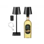 Beper P201UTP118 nabíjateľná stolová LED lampa, 1,5 W, dotykový vypínač, stmievateľná, adaptér na fľašu 33 mm, odolná voči vode, čierna