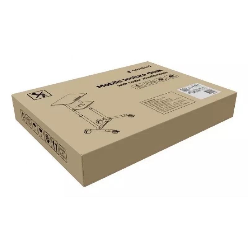 Gembird TVS-DESK-01-BK mobilný stojací stôl s kolieskami, nastaviteľná výška 111–134,5 cm, sklon 30°, max. 20 kg, čierny