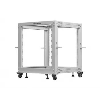 19-palcový otvorený rack LANBERG 12U, nastaviteľná hĺbka 600-1100 mm, sivý