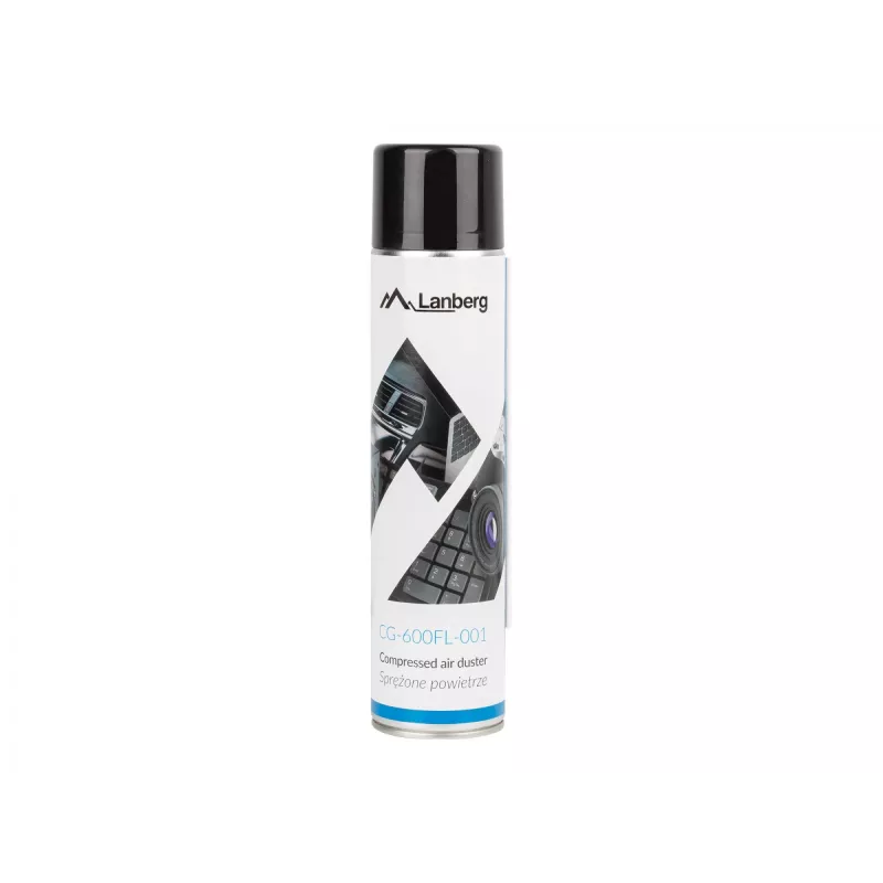 Stlačený vzduch LANBERG CG-600FL-001 — 600 ml, na čistenie PC, čierna/modrá/biela
