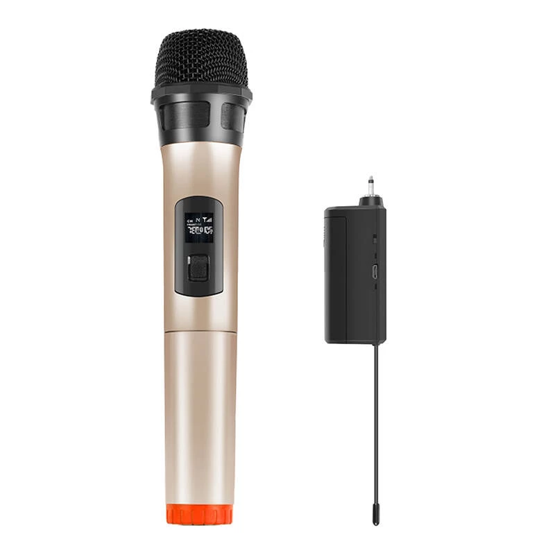 PU628J UHF bezdrôtový dynamický mikrofón s LED displejom (zlatý)