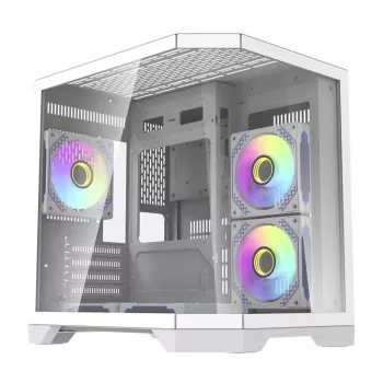 Darflash FT350 počítačová skriňa + 5 aRGB ventilátorov (biela)