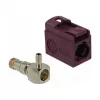 Koaxiálny konektor DELOCK 89716 – FAKRA D konektor samec, 90° zahnutý, 13,8 × 21,5 × 9,5 mm