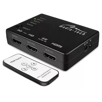 HDMI prepínač MEDIA-TECH MT5207, 5x HDMI vstupy, 1x HDMI výstup, čierny