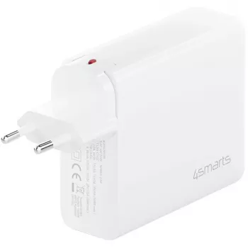 Interiérová rýchlonabíjačka 4smarts 545200 — 200 W, 4× USB-C, 100–240 V, 1,5 m kábel, biela