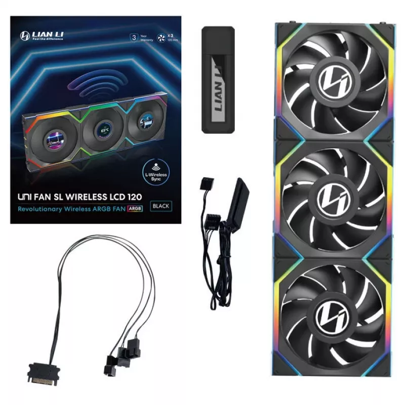 Lian Li UNI FAN SL Wireless LCD 120 čierny 3 ks