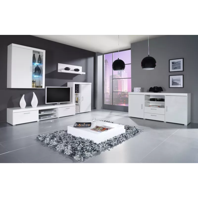 Cama komoda SAMBA biela/biela lesklá