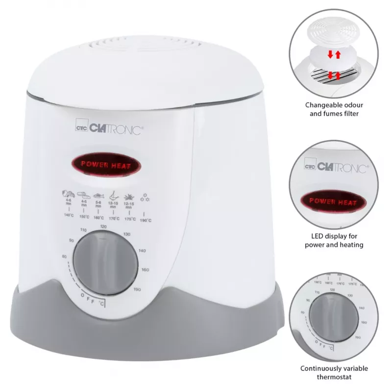 Clatronic FFR 2916 Single 1 L samostatný 900 W fritéza sivá, biela
