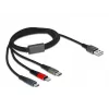 Delock - Lightning kábel, len na nabíjanie - USB samec na Micro-USB Type B, Lightning, USB-C samec - 1,0m - čierny (87277)