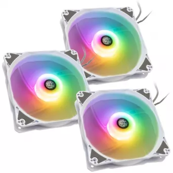 Skriňový ventilátor BitsPower Notos RGB PWM 120mm biely, 3 balenie