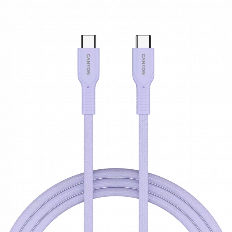 CANYON kábel OnWire 60CL C-C 60W COLOR pletený 1m fialový