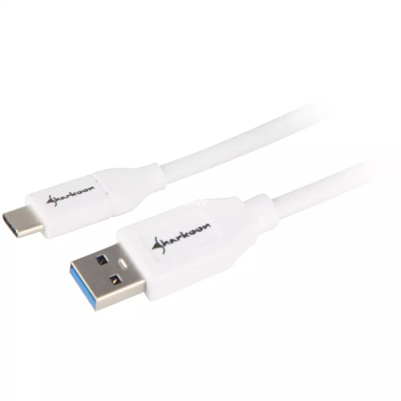 USB 3.2 Gen 2 kábel, USB-A konektor samec > USB-C konektor samec (biela, 0,5 metra)