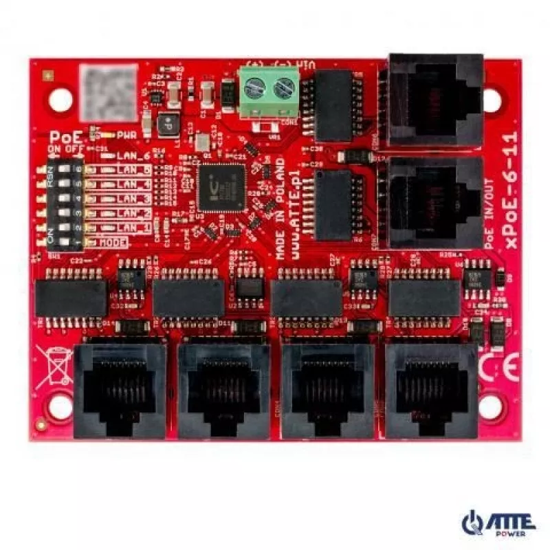 5-portový PoE switch ATTE xPoE-6-11-OF – kompatibilný s 802.3af/802.3at