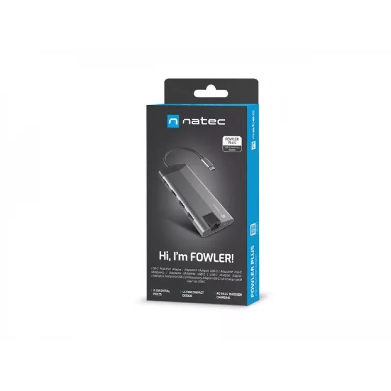 NATEC Fowler Plus USB Type-C čierna sivá MicroSD SD hub