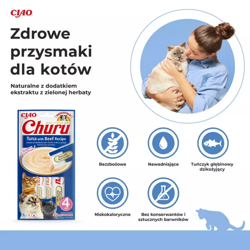 INABA Churu tuniak s hovädzím mäsom recept - mačacie maškrty - 4x14 g
