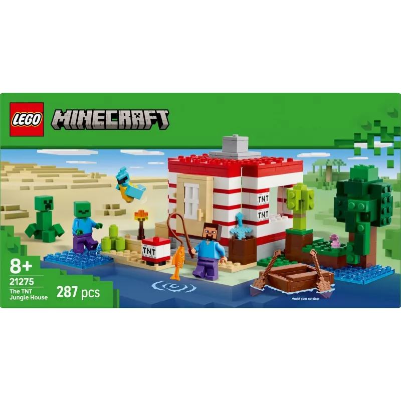LEGO Minecraft sada 21275 TNT dom v džungli stavebná hračka, 287 dielov, 2 minifigúrky, od 8 rokov