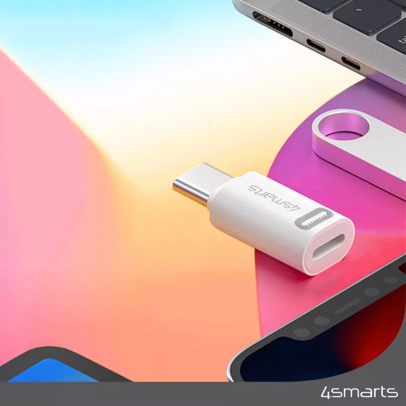 Káblový adaptér 4smarts 540711 Lightning USB-C biely