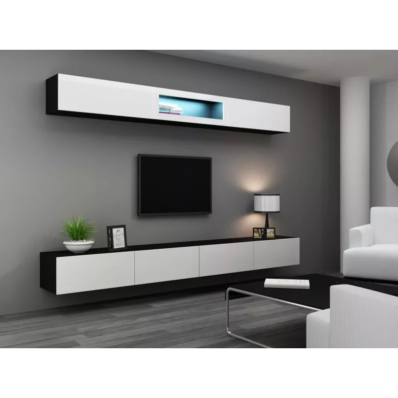 Cama obývacia zostava VIGO 12 čierna/biela lesk