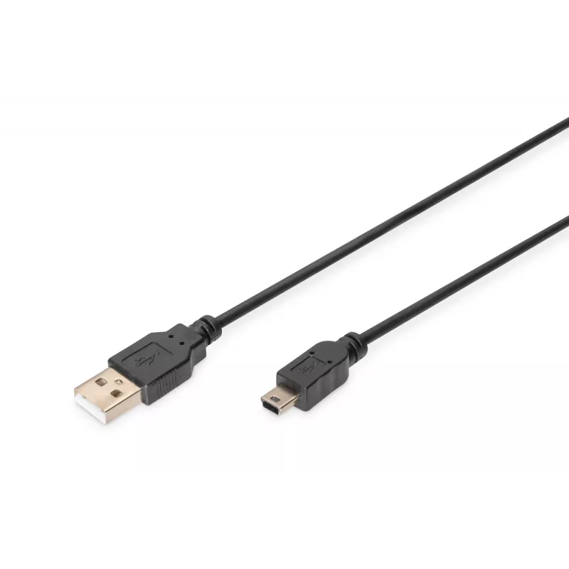 ASM AK-300130-030-S ASSMANN kábel USB 2.0 HighSpeed Canon USB A/miniUSB B (5pin) M/M čierny 3m
