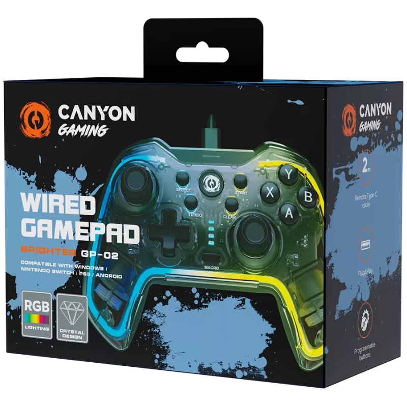 Herný gamepad s káblom Canyon GP-02 pre Windows PS3 Android Media-Box Nintendo Switch 2M kábel