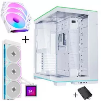 Lian Li O11 Dynamic EVO RGB PC skriňa bundle HydroShift II LCD-S 360TL AiO + 3x UNI FAN SL-INF 120 Reverse Blade ventilátor - biela