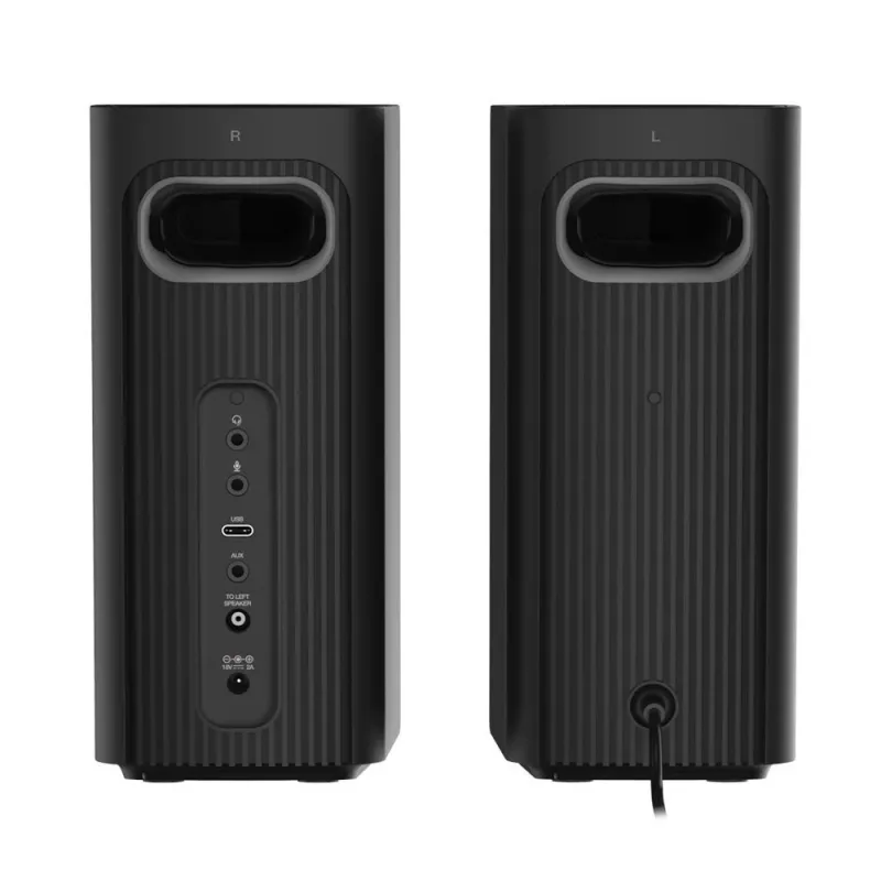 CREATIVE T60 2.0 kompaktné Hi-Fi stolové reproduktory s čistým dialógom a surround cez Sound Blaster SmartComms Kit, USB-C audio, mikrofón a headset konektory B