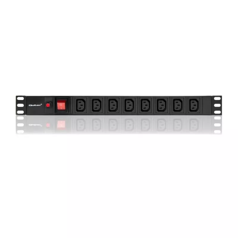 Qoltec 53998 zásuvkový blok pre RACK 19 | 1U | 10A | PDU | 8xIEC C13 | 2m